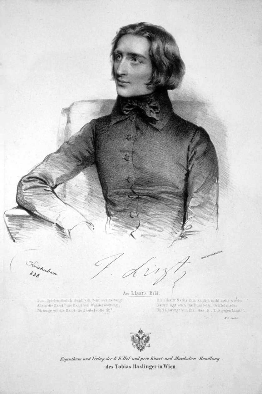 Franz Liszt Litho 1838 作者 约瑟夫·克里胡伯（Josef Kriehuber）
