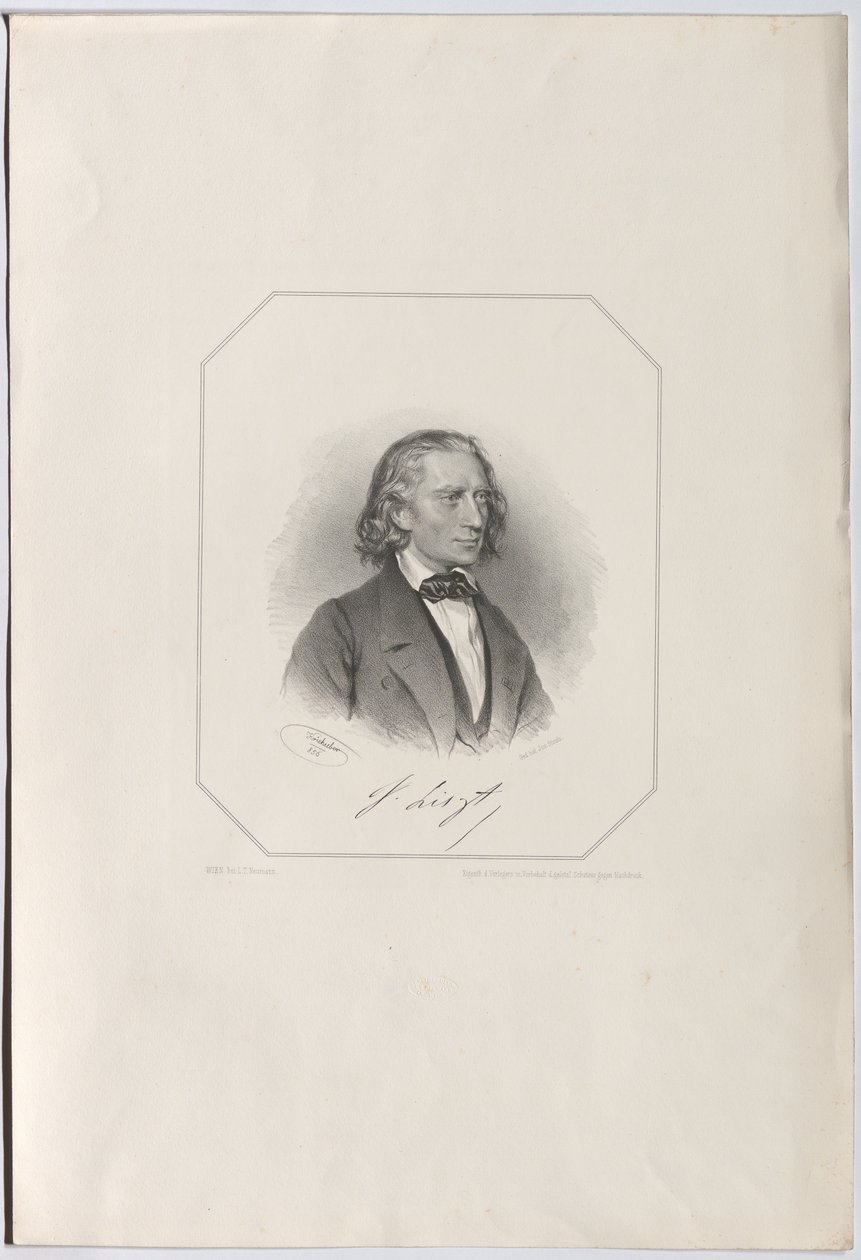 弗朗兹-李斯特1811-1886年的画像，1856年。 作者 约瑟夫·克里胡伯（Josef Kriehuber）