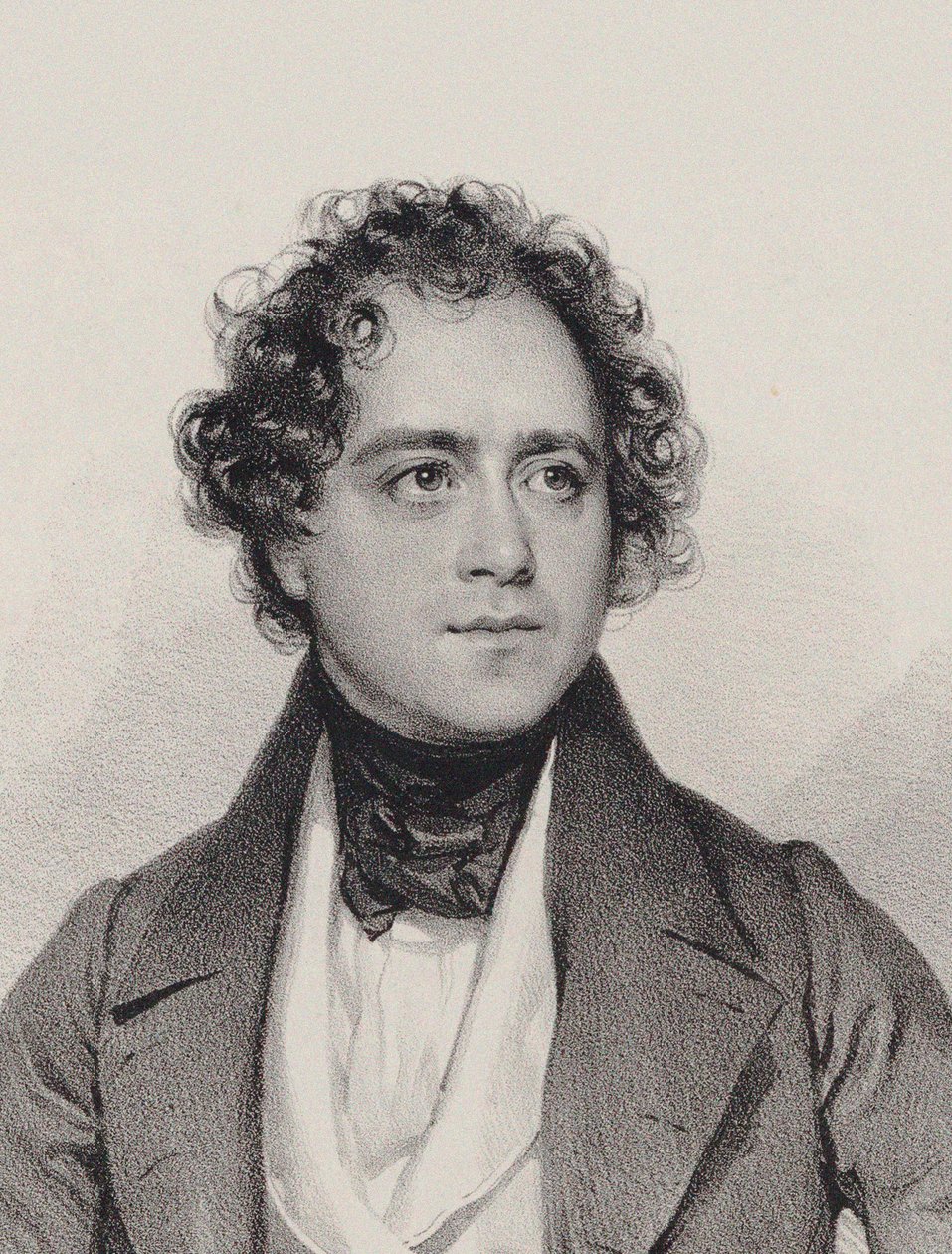 作曲家Johann Vesque von Püttlingen 1803-1883的肖像，1838年。 作者 约瑟夫·克里胡伯（Josef Kriehuber）