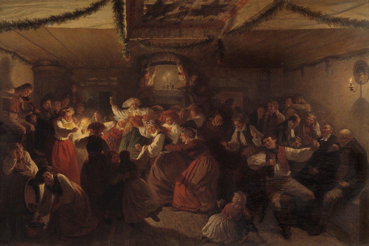 来自Vingåker的婚礼派对，1857年 作者 约瑟夫·威廉·沃兰德
