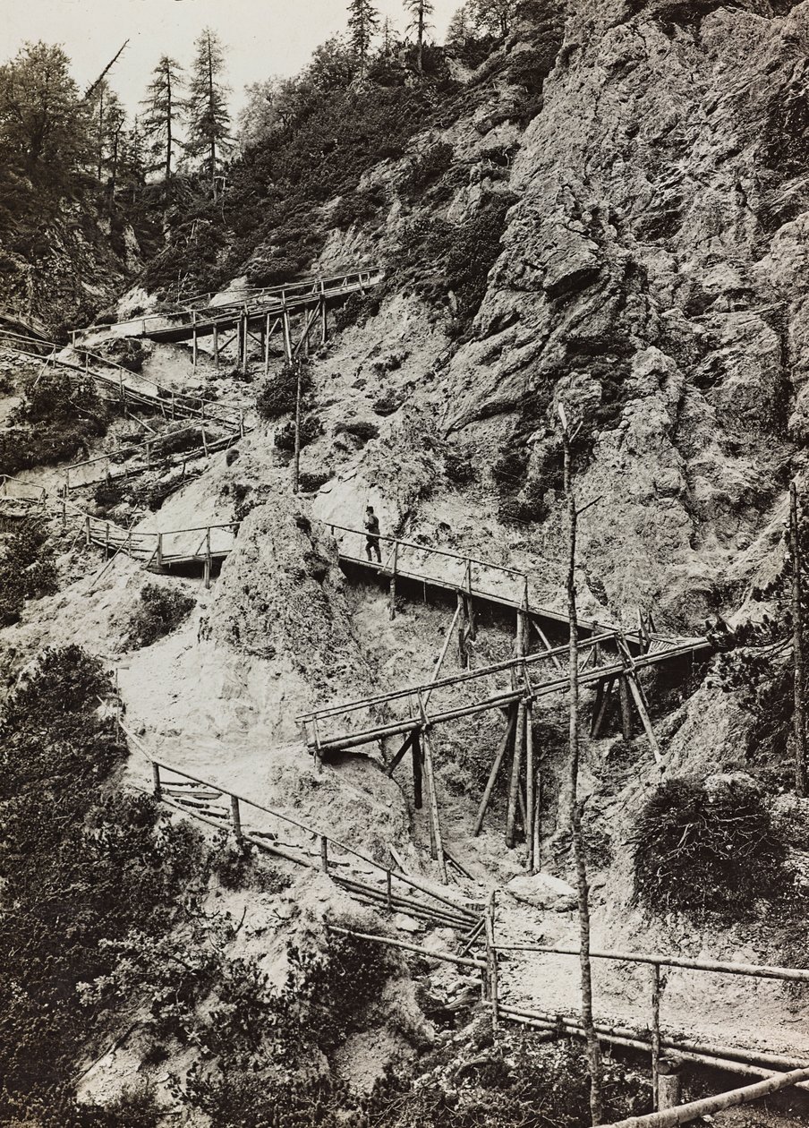 专辑“Meine weltkriegs - Erinnerungen South-West Front (Carinthia, Italien, South Tyrol) (My world war - memory of the South-Western Front in Carinthia, Italy, Trentino-Alto Adige) 31/03/1915-12/11/ 1918 - Josef Zohles Wien “：通往山的木制走道 作者 约瑟夫·佐尔斯（Josef Zohles）