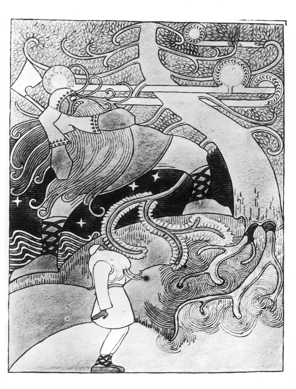 巨大的橡树被砍伐，来自&39;Kalevala&39;的插图由Elias Lonnrot编辑和编辑（1802-84） 作者 约瑟夫·阿兰宁