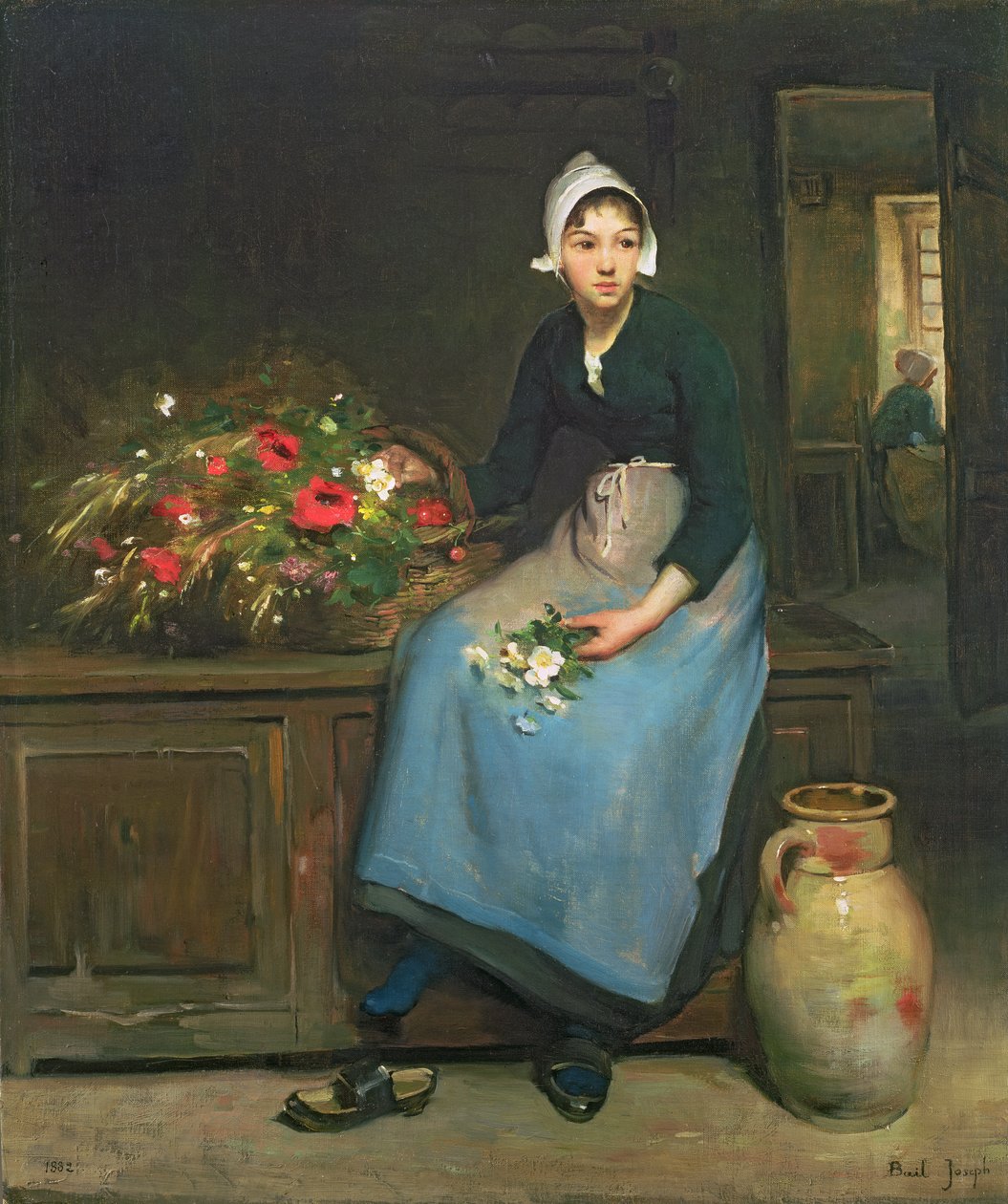 年轻的花卖家，1882年 作者 约瑟夫·保尔