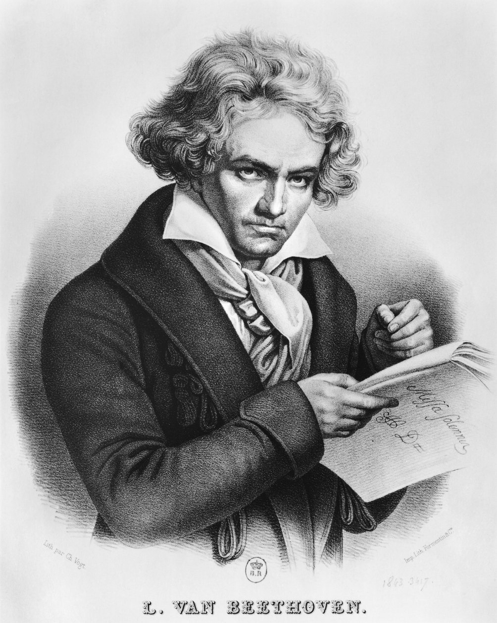 Ludwig van Beethoven（1770-1827）撰写由Charles或Pierre Charles Vogt雕刻的&39;Missa Solemnis&39; 作者 约瑟夫·卡尔·斯蒂勒