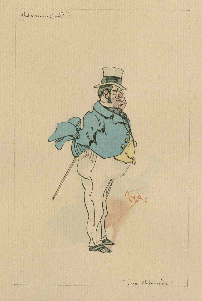 Alderman Cute  -  The Chimes，c.1920s（笔和墨水在纸上用wc） 作者 约瑟夫·克莱顿·克拉克