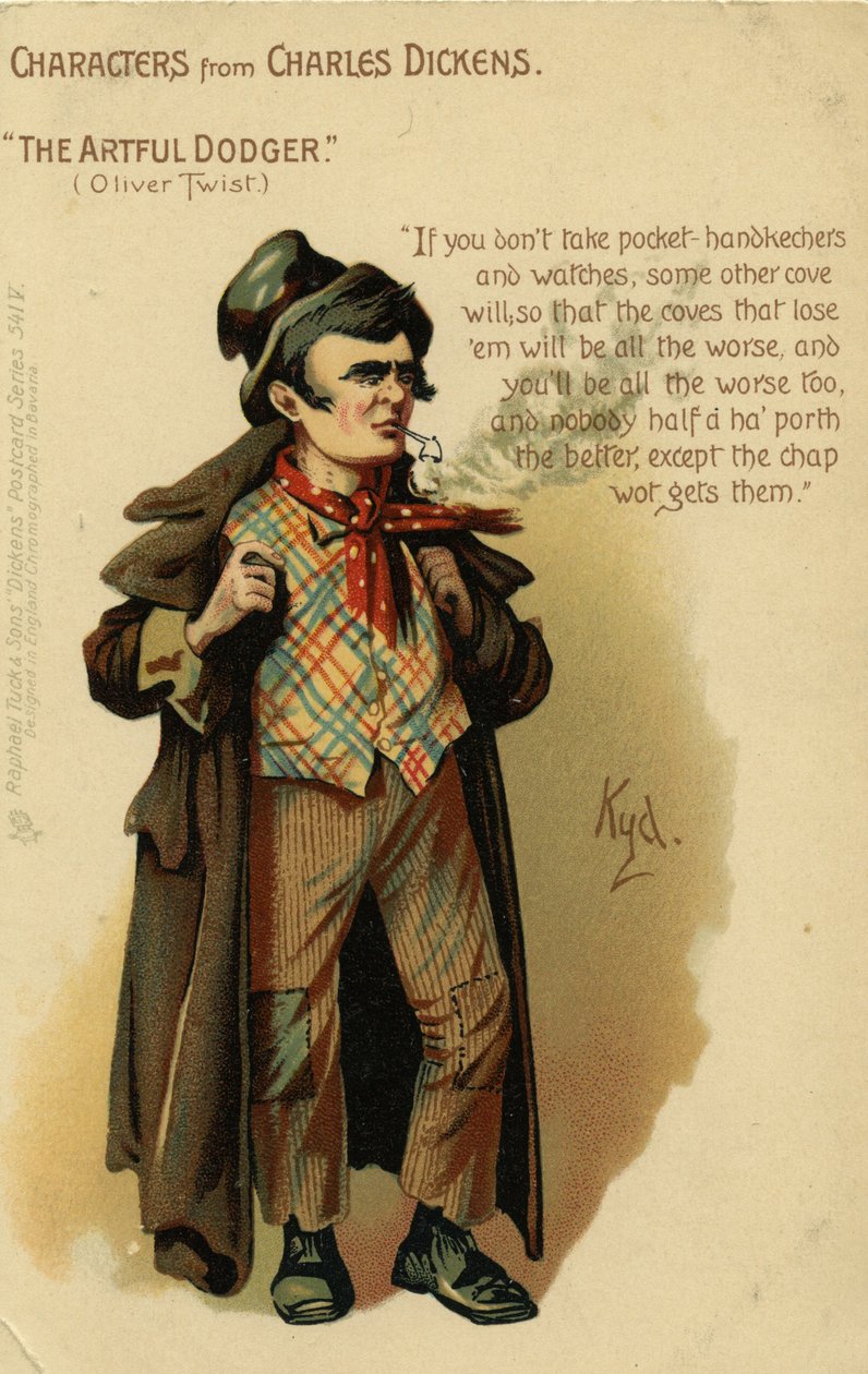 来自查尔斯狄更斯的人物 - 来自Oliver Twist的巧妙道奇，明信片，c.1903 作者 约瑟夫·克莱顿·克拉克