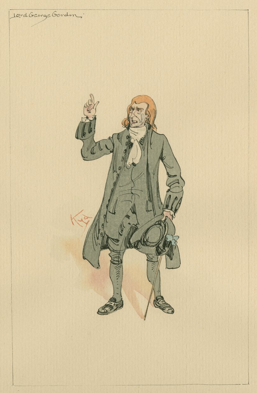 乔治·戈登勋爵（Lord George Gordon），20世纪20年代（笔和墨水在纸上写着） 作者 约瑟夫·克莱顿·克拉克