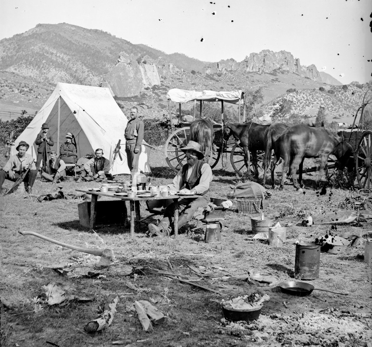 山脚下的露营地，1875-1900 作者 约瑟夫·科利尔