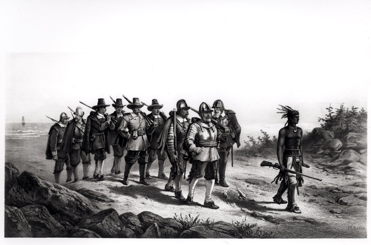 The Miles Standish，由Armstrong und Co.，1873年雕刻而成 作者 约瑟夫·贝克