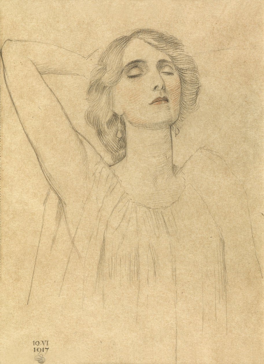 一个女人的素描，1917年（铅笔和粉笔在纸上） 作者 约瑟夫·爱德华·索撒尔