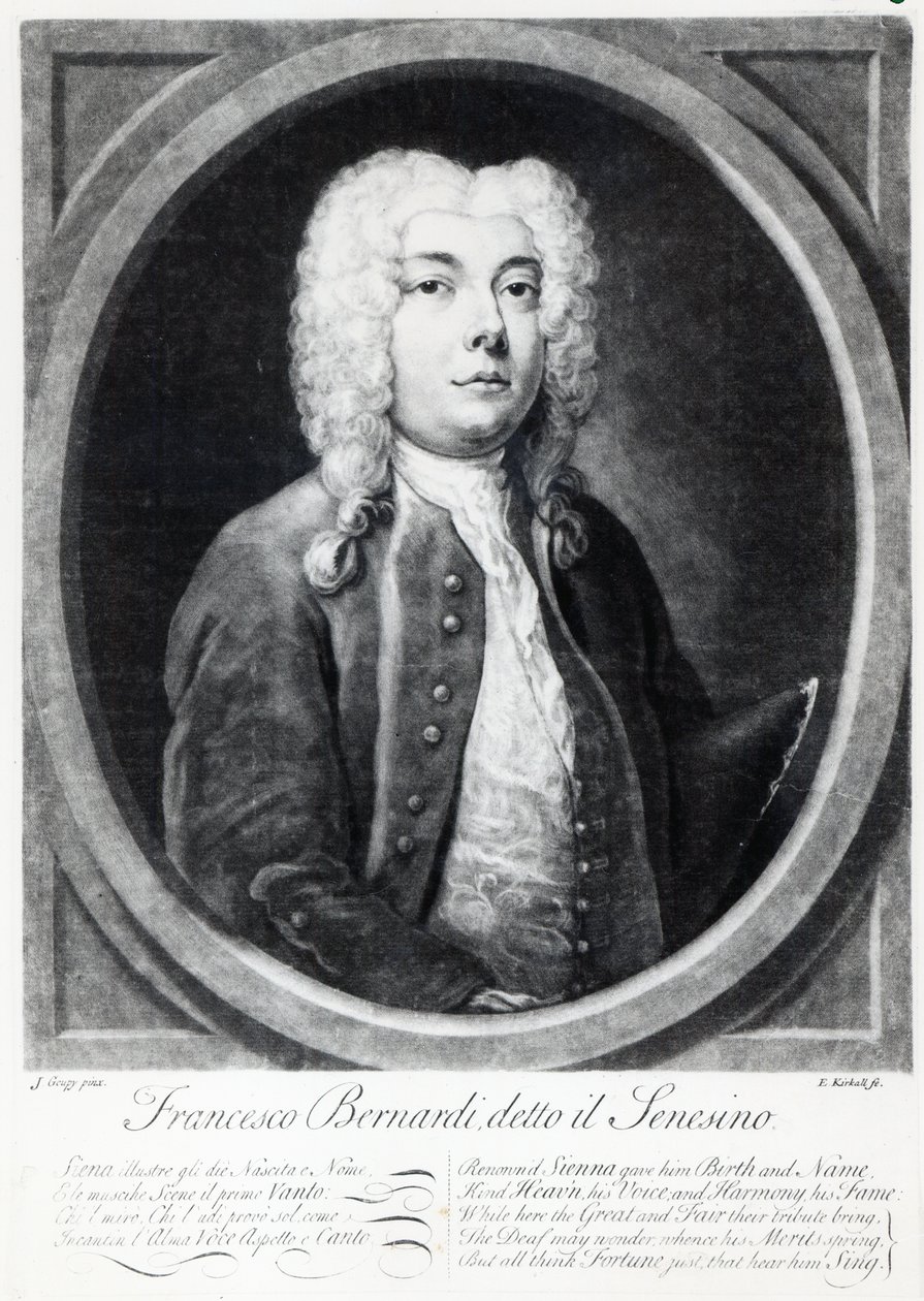 Francesco Bernardi Senesino，由Elisha Kirkall雕刻 作者 约瑟夫·古皮