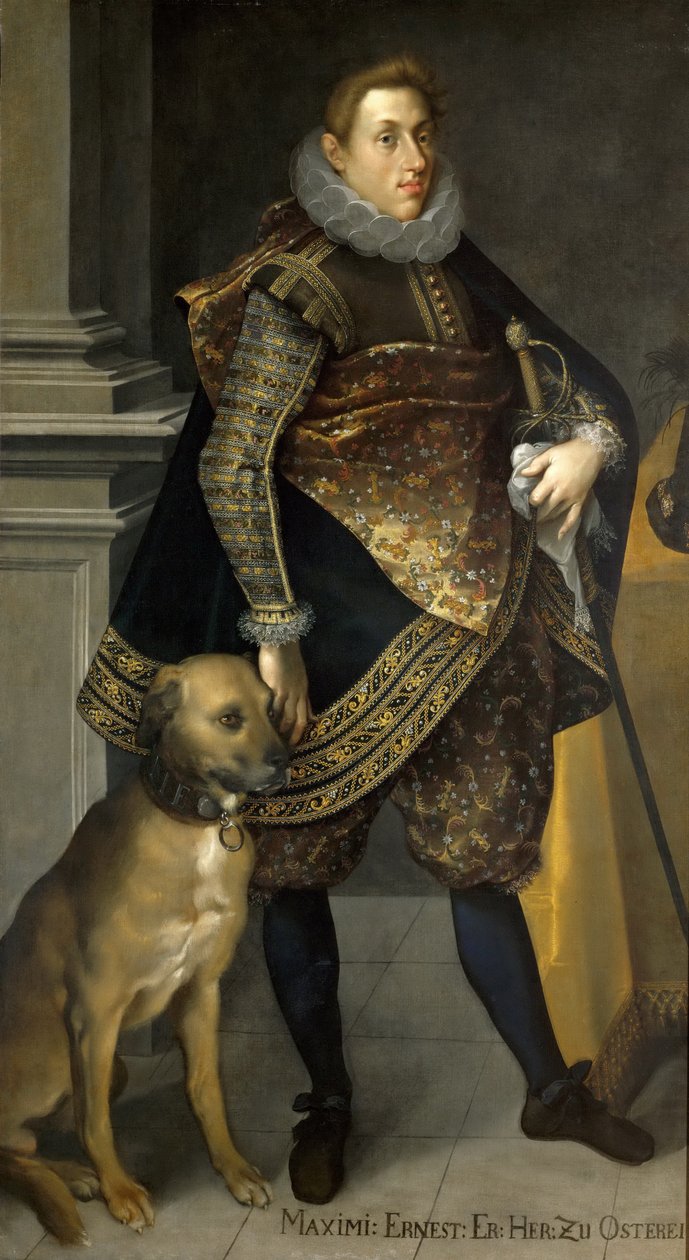 Archduke Maximilian Ernst（1583-1616）与猎犬 作者 约瑟夫·海因茨