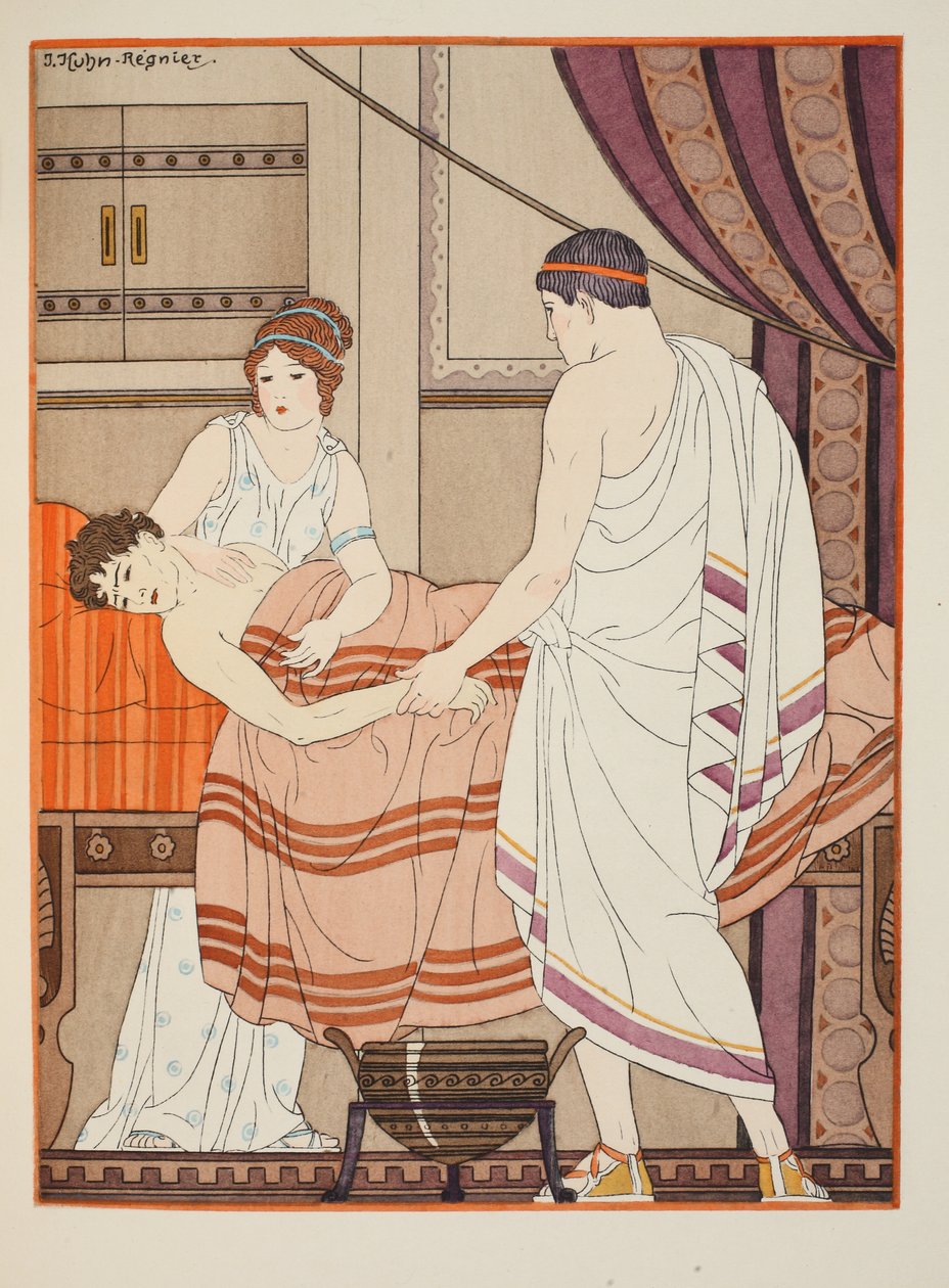 那些在医生手中颤抖的人，来自“希波克拉底的作品”的插图，1934年 作者 约瑟夫·库恩·雷尼尔