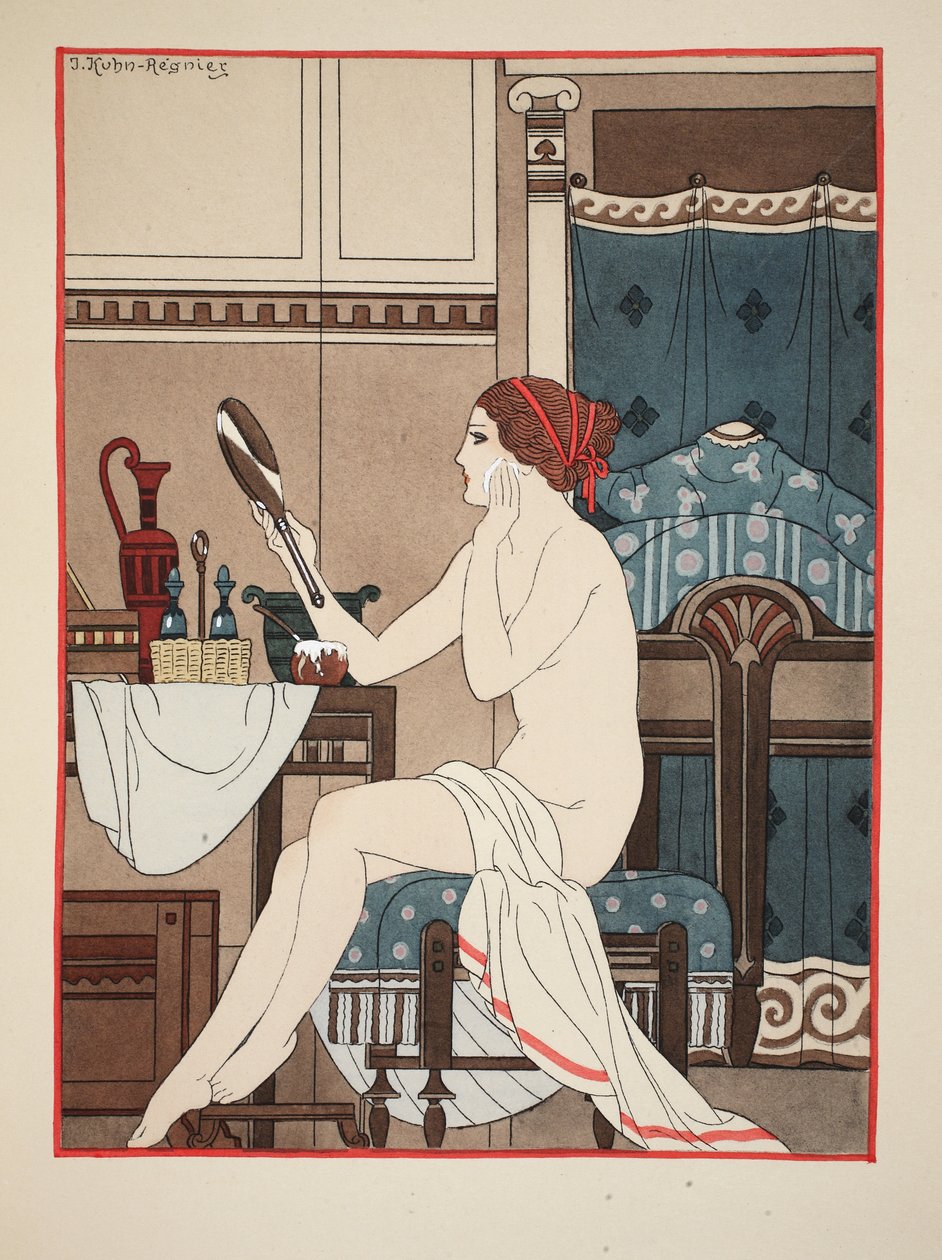 用玫瑰油制成的陶瓷湿润，插图来自“希波克拉底的作品”，1934年 作者 约瑟夫·库恩·雷尼尔