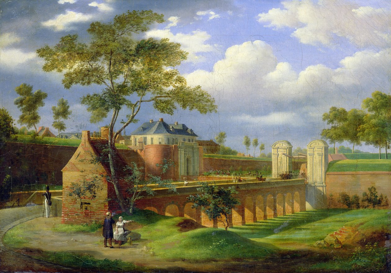 瓦伦西亚门的看法在杜埃，1823年 作者 约瑟夫·路易斯·莱伯恩