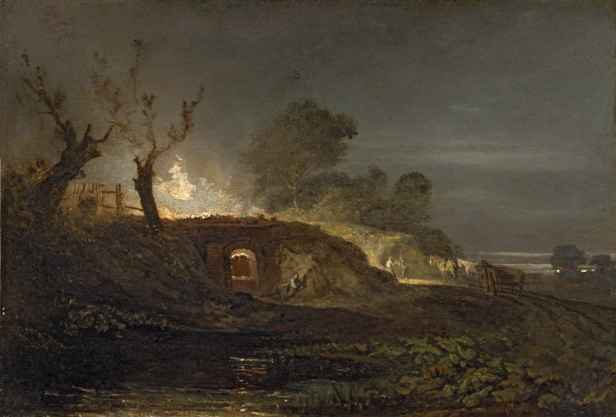 在Coalbrookdale的一个石灰窑，c.1797 作者 约瑟夫·马洛德·威廉·特纳