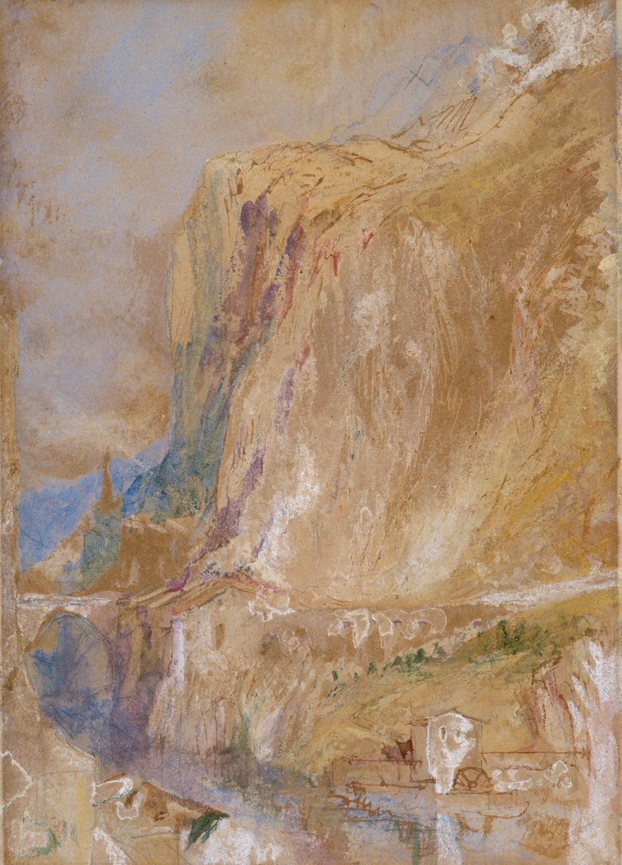 阿尔卑斯山的一个山谷，c.1843（铅笔，wc，笔和棕色墨水在纸上加强了体色） 作者 约瑟夫·马洛德·威廉·特纳