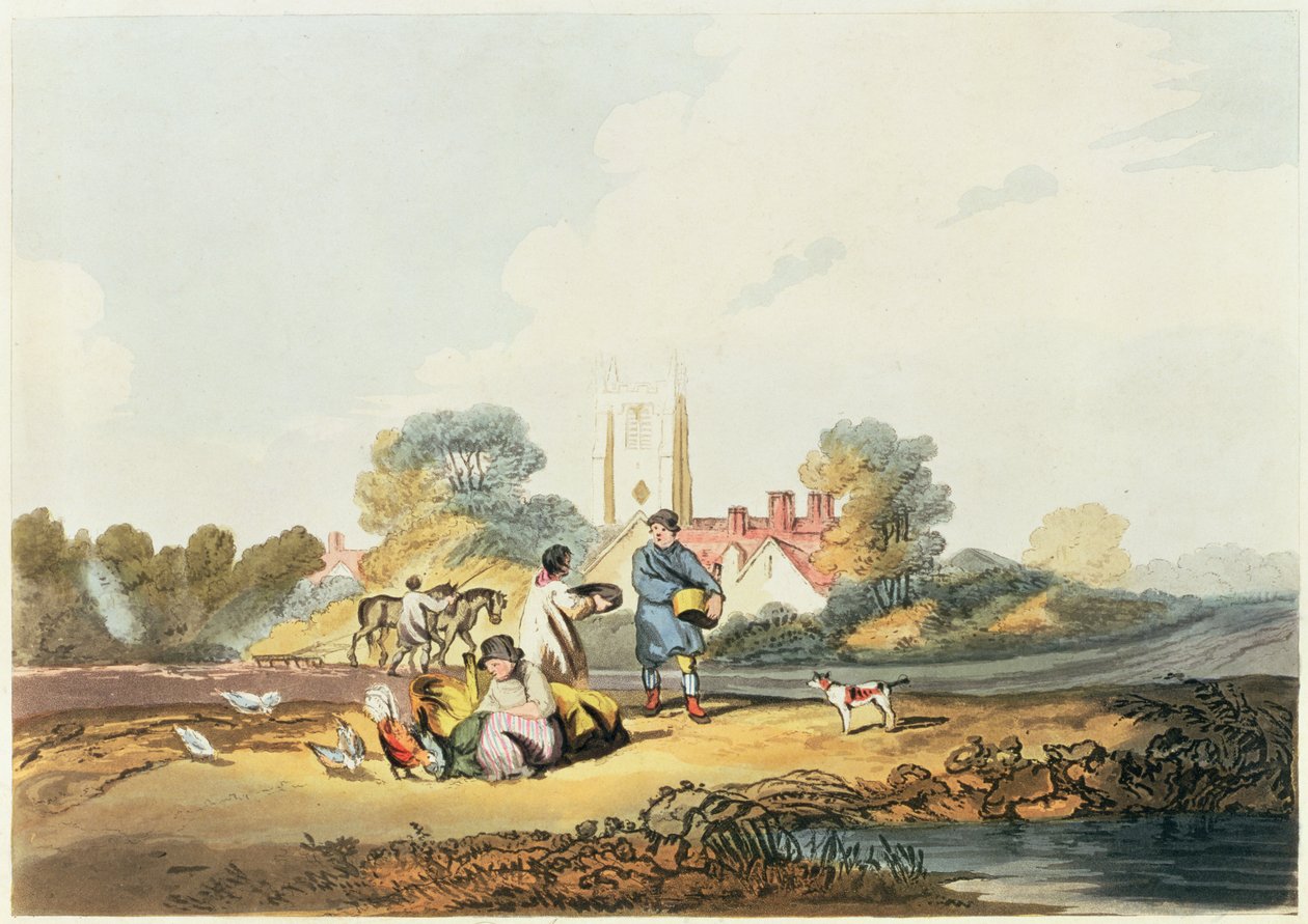 秋天，播种谷物，1818年（手工彩色蚀刻和aquatint） 作者 约瑟夫·马洛德·威廉·特纳