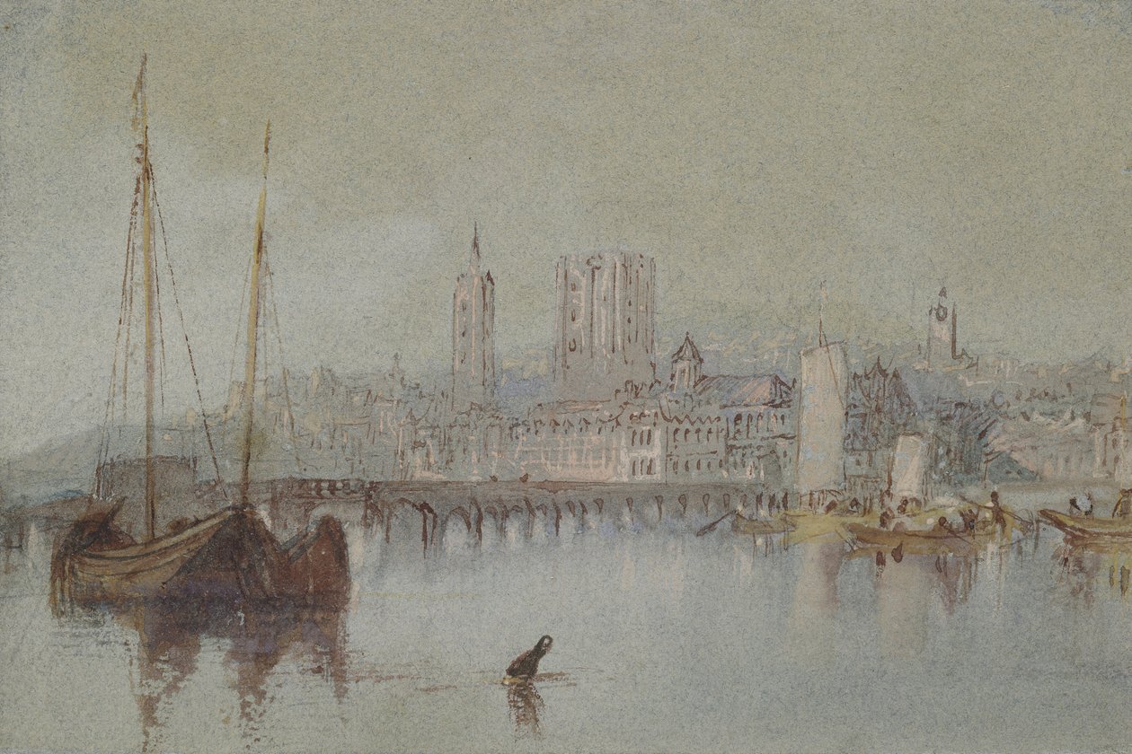 Beaugency，c。 1830年（水彩与身体颜色和笔和红棕色墨水） 作者 约瑟夫·马洛德·威廉·特纳