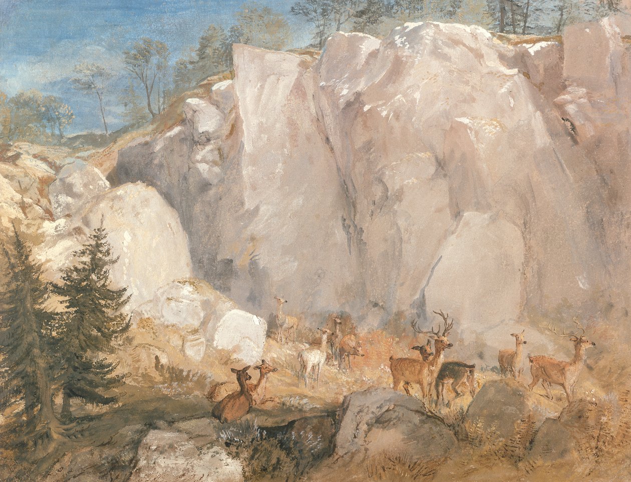 Caley Crags with Deer，c.1818 作者 约瑟夫·马洛德·威廉·特纳