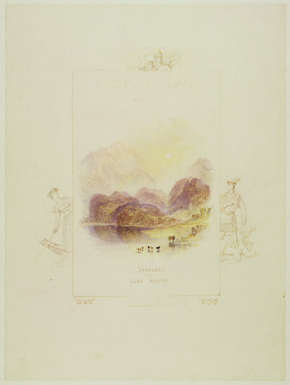为沃尔特·斯科特（Walter Scott）的“湖中女郎”（Loch Achray）（铅笔，钢笔墨水和纸张上的卫生间）设计插图 作者 约瑟夫·马洛德·威廉·特纳