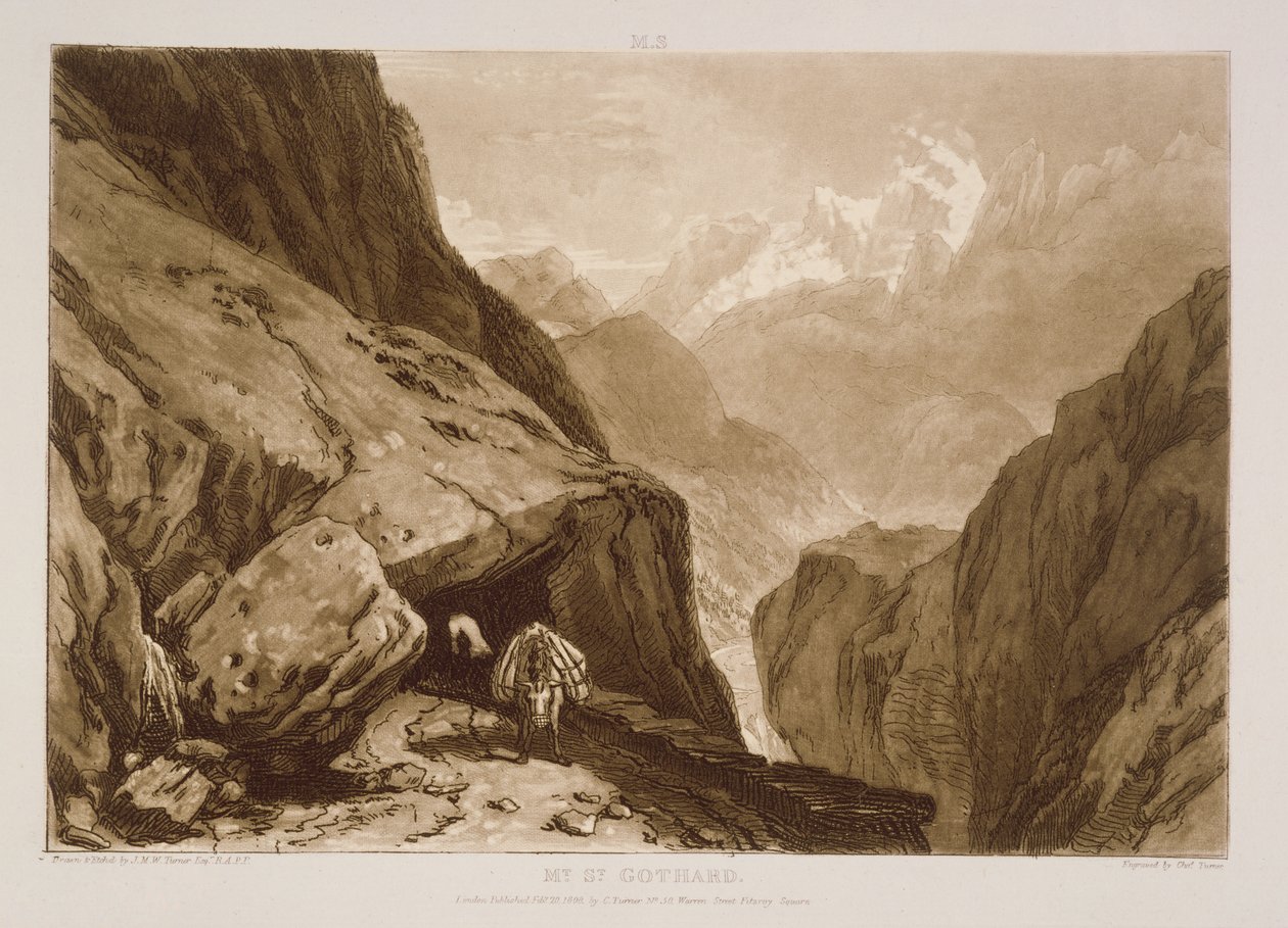 F.9.I Mt. St. Gothard，来自&39;Liber Studiorum&39;，由Charles Turner雕刻，1808年 作者 约瑟夫·马洛德·威廉·特纳