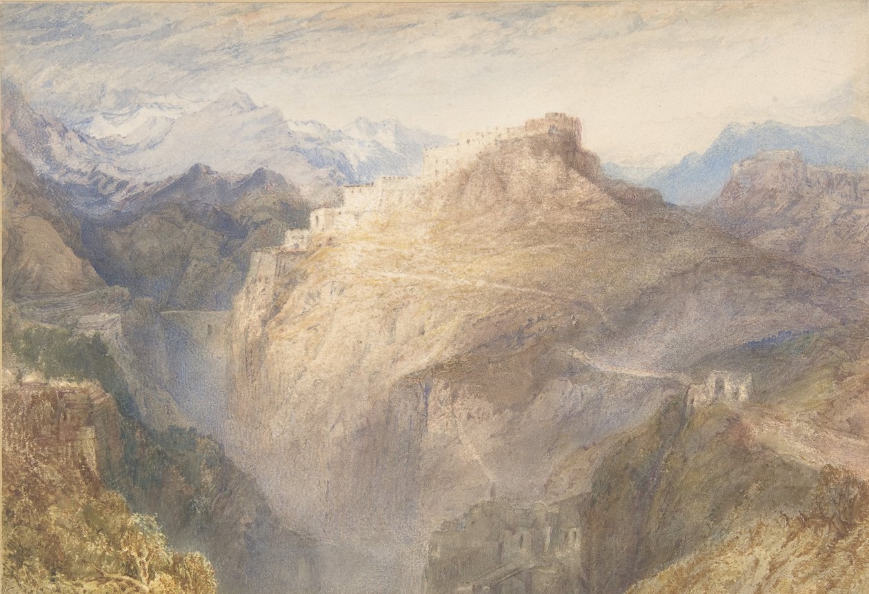 1836年，法国Val de la Maurienne的LEssillon堡垒（wc和石墨水粉） 作者 约瑟夫·马洛德·威廉·特纳