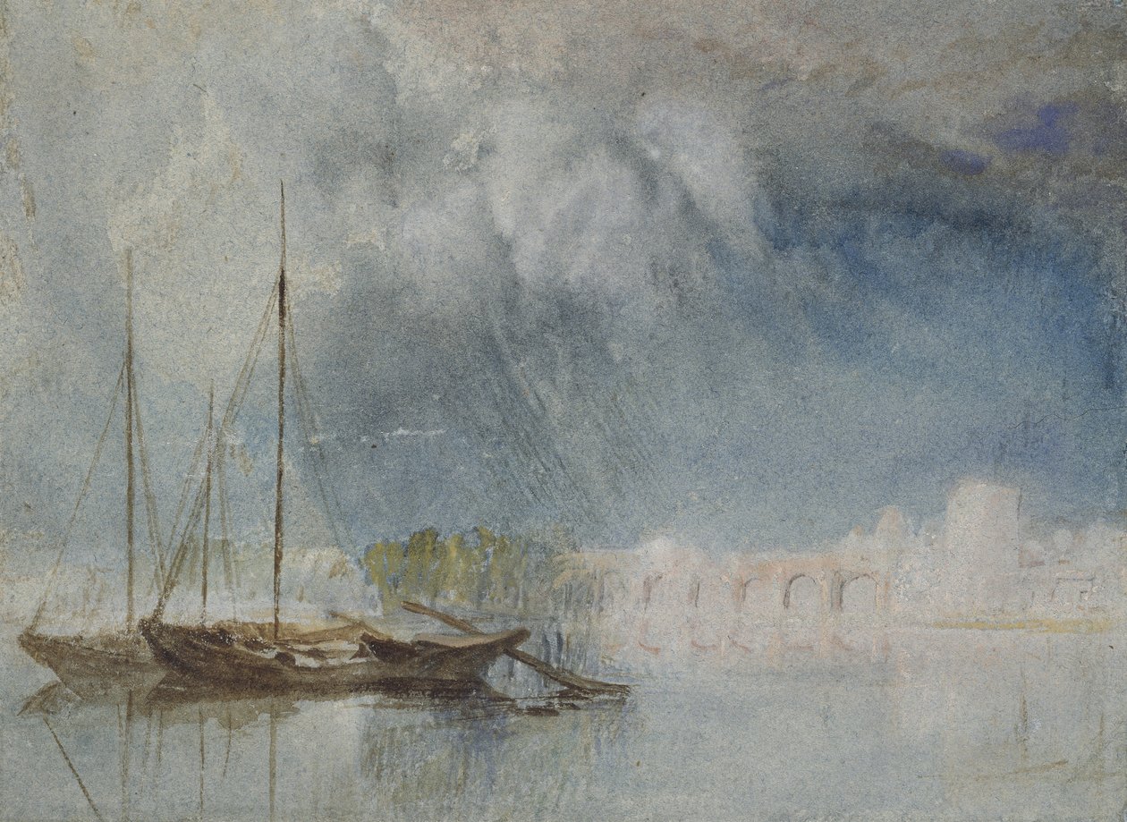 南特：Pont Pirmil，c。 1830年（水彩与身体颜色和笔和棕色墨水） 作者 约瑟夫·马洛德·威廉·特纳