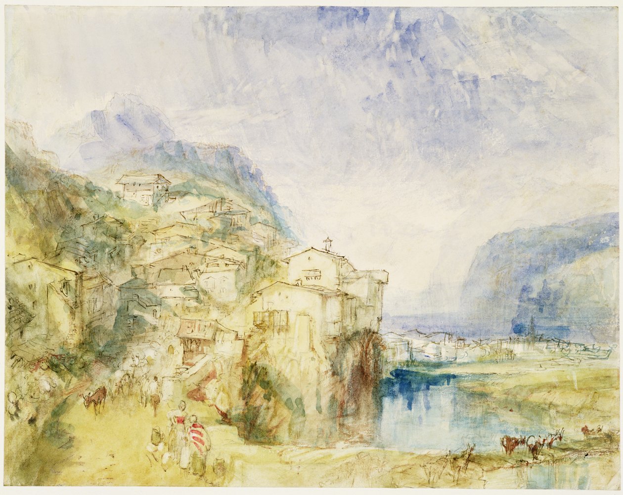 No.0584布伦嫩，与卢塞恩湖在远处，c.1842（wc和墨水） 作者 约瑟夫·马洛德·威廉·特纳
