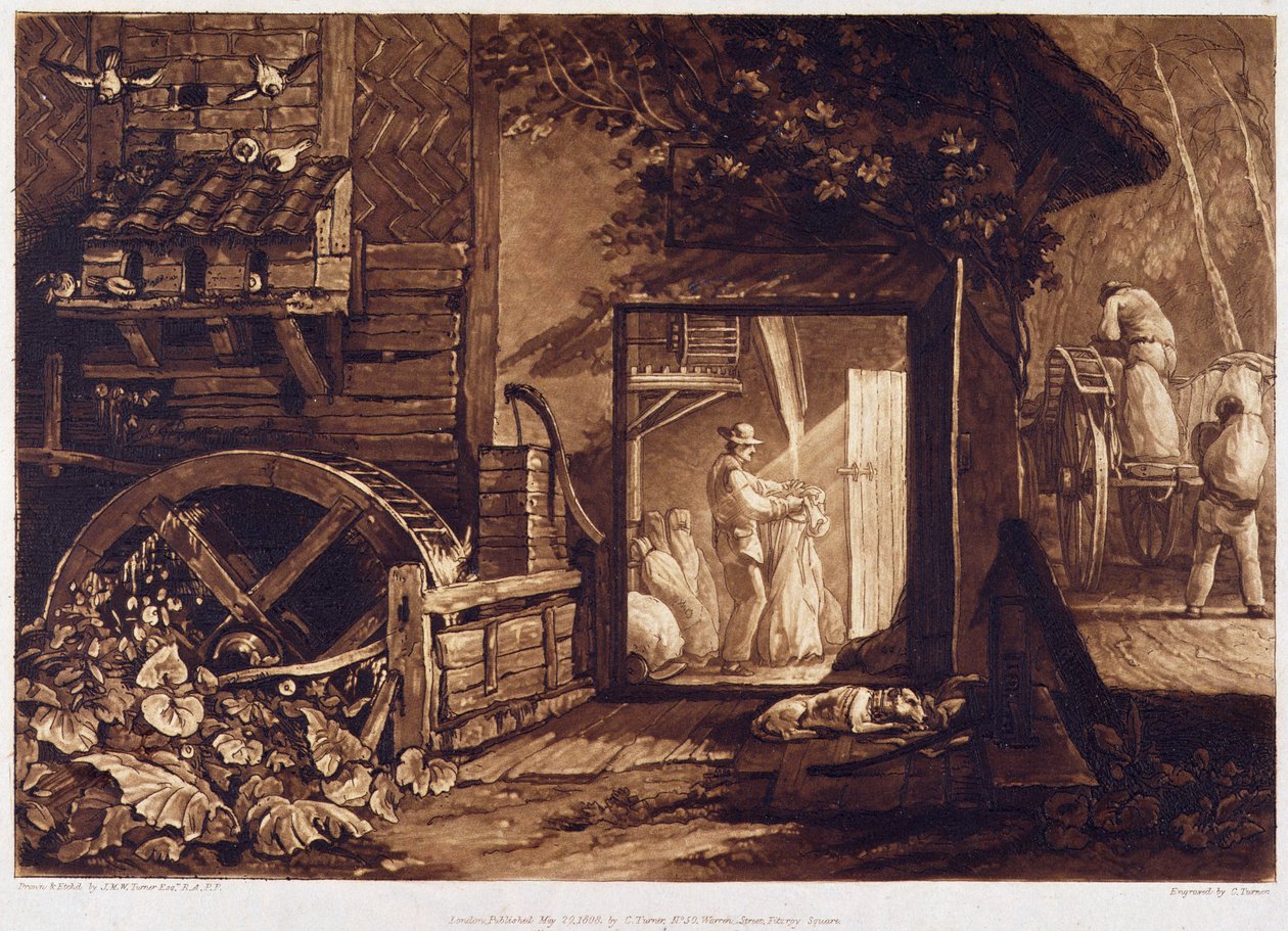 Pembury Mill，Kent，由Charles Turner（1773-1857）1853-74刻 作者 约瑟夫·马洛德·威廉·特纳