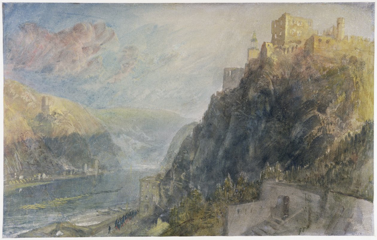 Rheinfels在1817年寻找Katz和Gourhausen（纸上用水粉和水粉） 作者 约瑟夫·马洛德·威廉·特纳