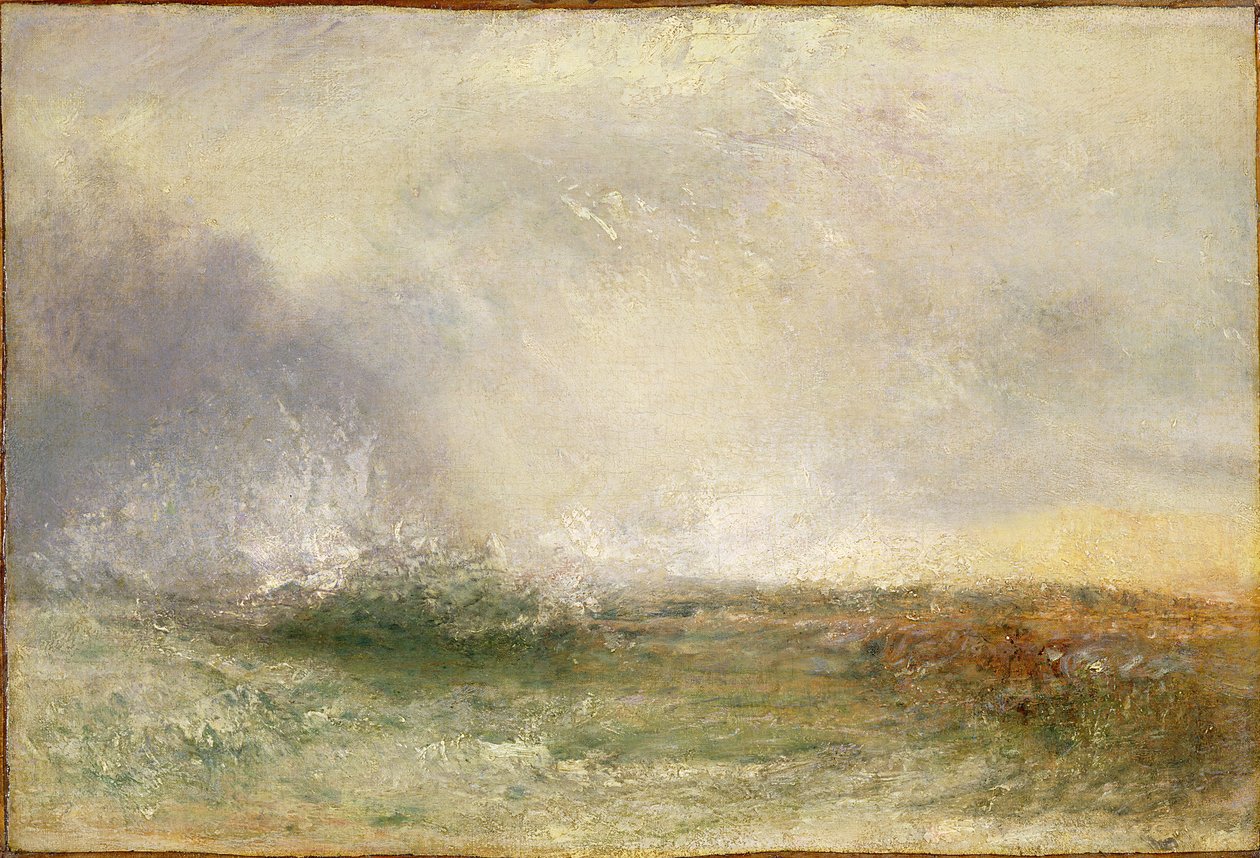 风雨如磐的海在岸上打破，1840-5 作者 约瑟夫·马洛德·威廉·特纳