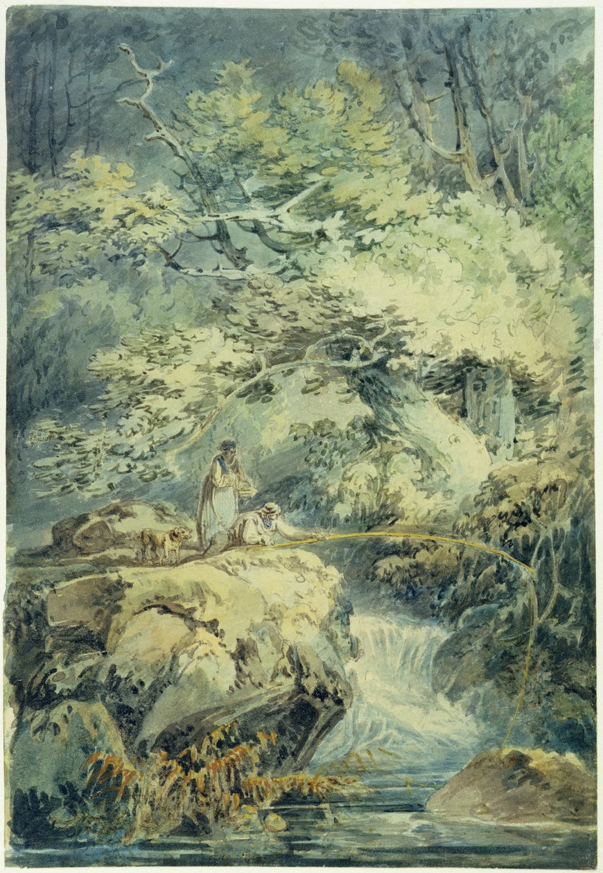 钓鱼者，1794年（纸上石墨） 作者 约瑟夫·马洛德·威廉·特纳