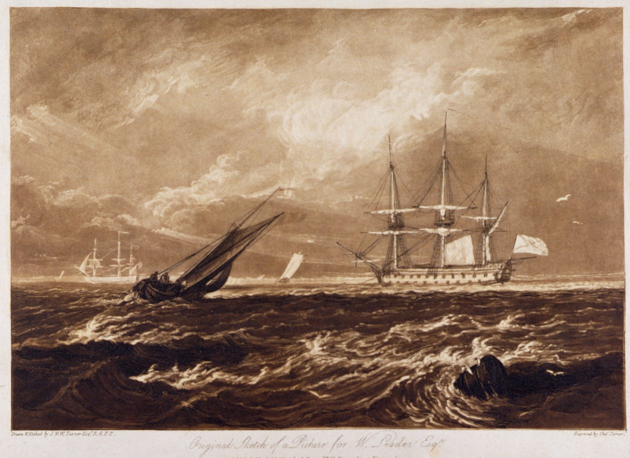 The Leader Sea Piece，由Charles Turner（1773-1857）1859-61雕刻 作者 约瑟夫·马洛德·威廉·特纳