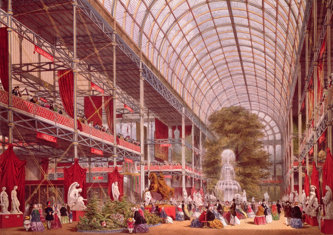 在1851年的工业展览会上的Transept，来自&39;Dickenson综合图片&39;的第4版 作者 约瑟夫·纳什