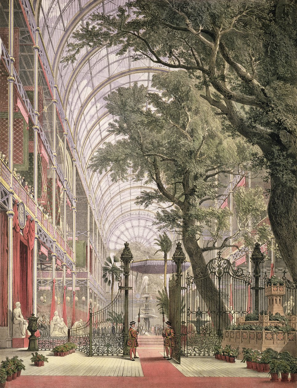 等待1815年“狄金森的1851年大展综合画面”中的煤炭大学门口的女王，1854年出版 作者 约瑟夫·纳什