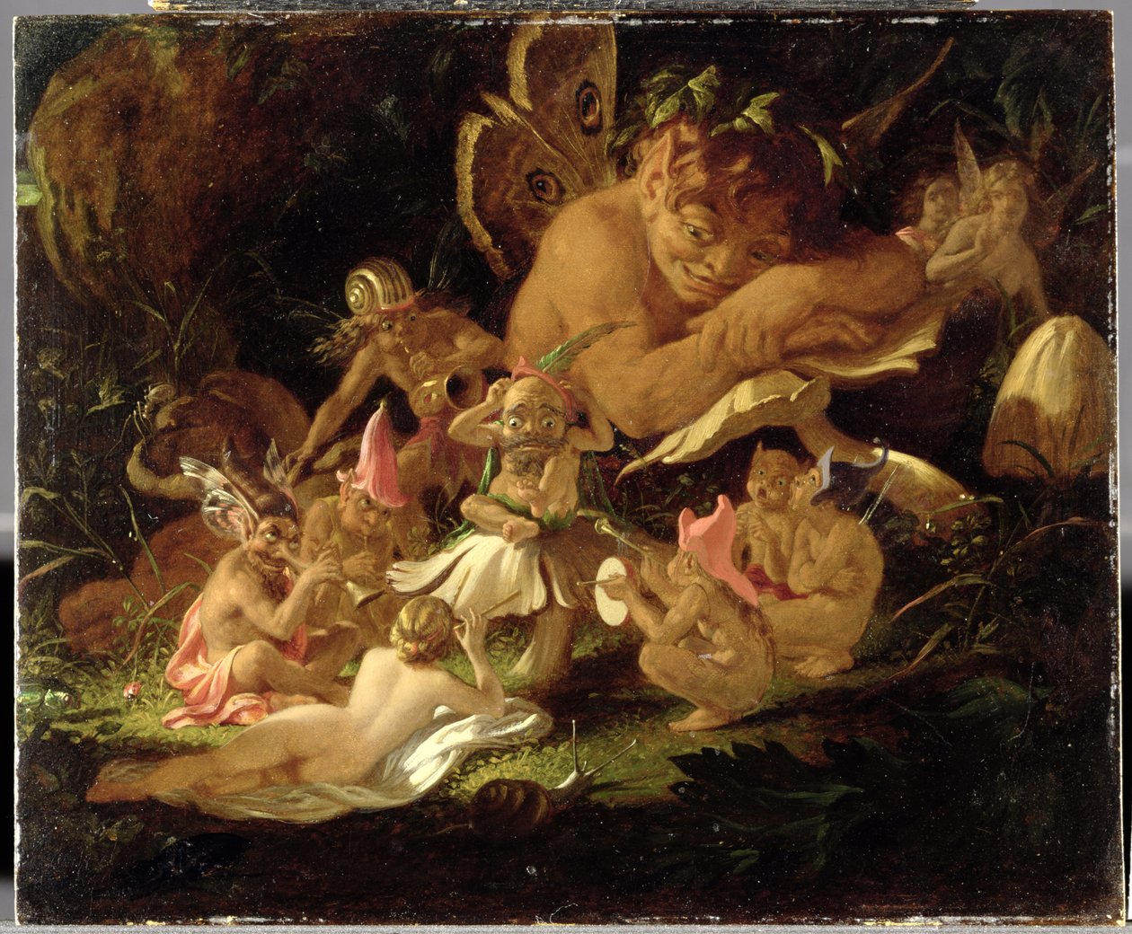 冰球与仙女，来自“仲夏夜之梦”，1850年（碾压油） 作者 约瑟夫·诺埃尔·佩顿