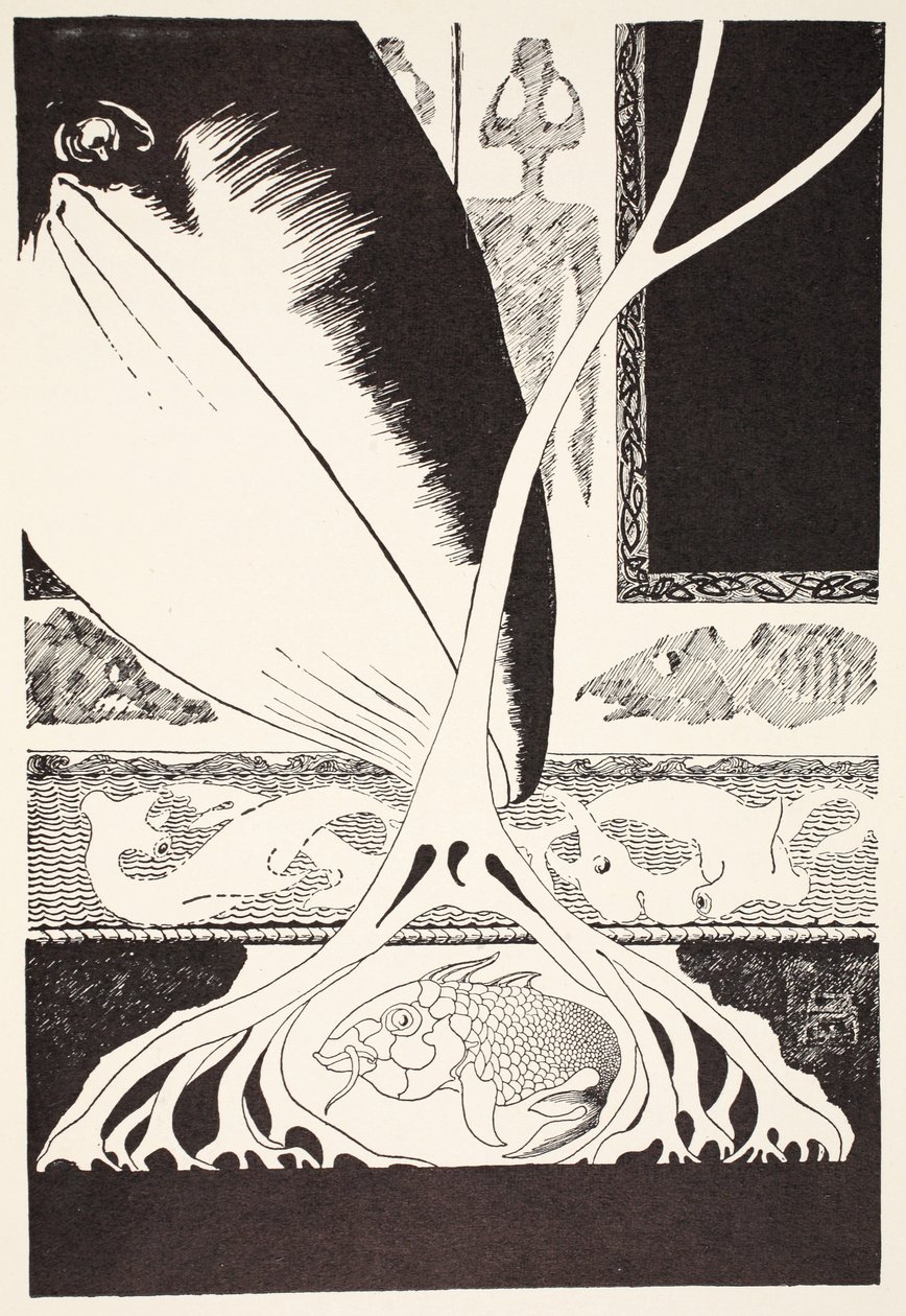 鲸鱼寻找&39;Stute Fish，插图来自&39;小儿童的故事&39;，Rudyard Kipling，酒吧。伦敦，1951年 作者 约瑟夫·鲁德亚德·吉卜林