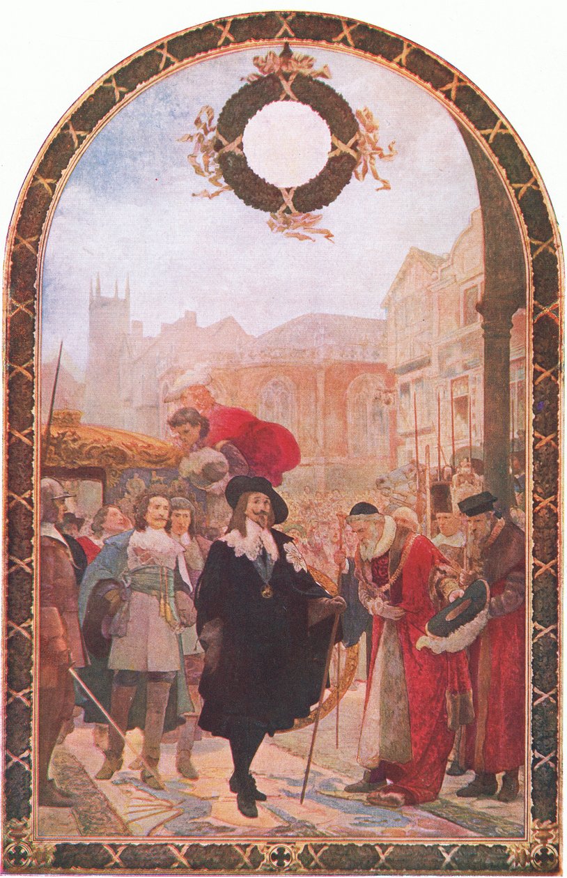 查理一世要求由Waverley Book Company Limited出版的“卡塞尔斯英国人民历史”中的Guildhall 1641-1642的五名成员，c.1940 作者 约瑟夫·索洛曼