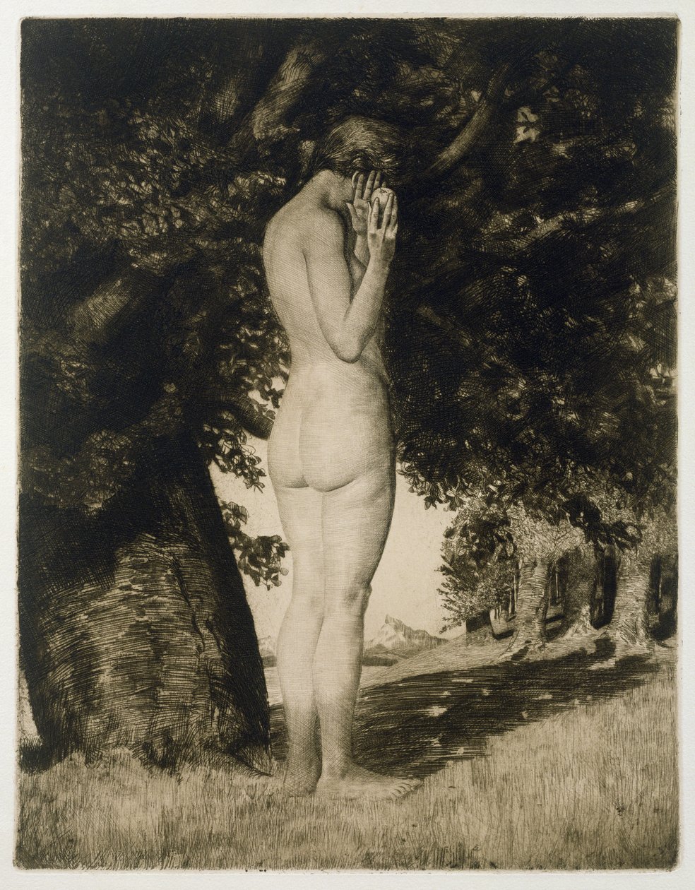 夏娃，1918年（纸上蚀刻） 作者 约瑟夫·乌尔