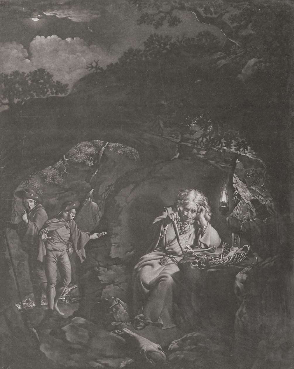 灯光的哲学家，由William Pether（1738-97）1770年刻（mezzotint） 作者 德比的约瑟夫·赖特