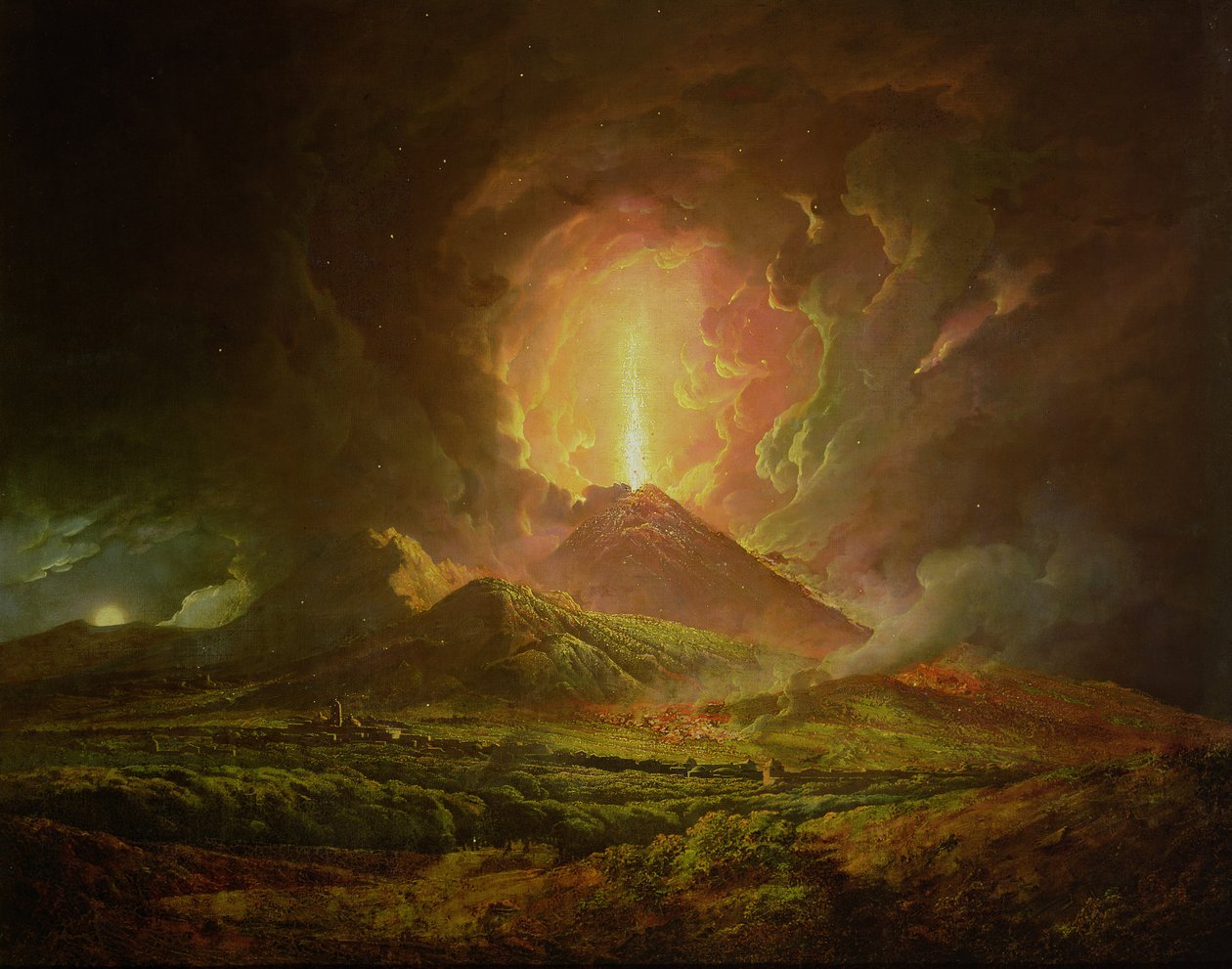 从Portici看到的维苏威火山爆发，c.1774-6 作者 德比的约瑟夫·赖特