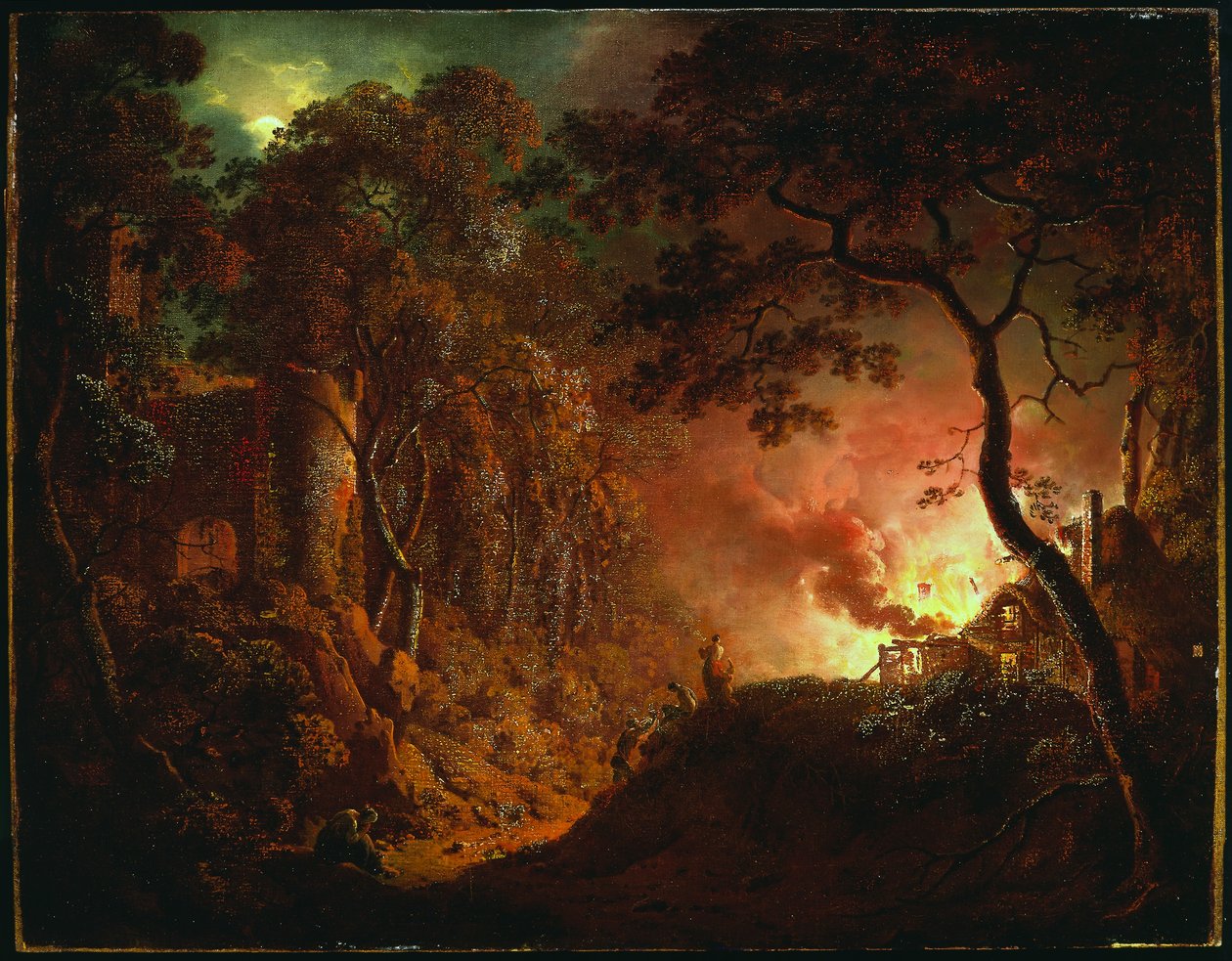 火灾小屋，1786-87 作者 德比的约瑟夫·赖特