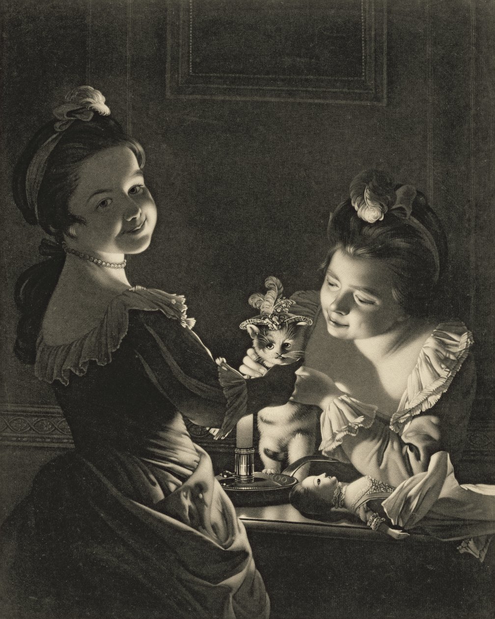 Miss Kitty Dressing，1781（mezzotint） 作者 德比的约瑟夫·赖特