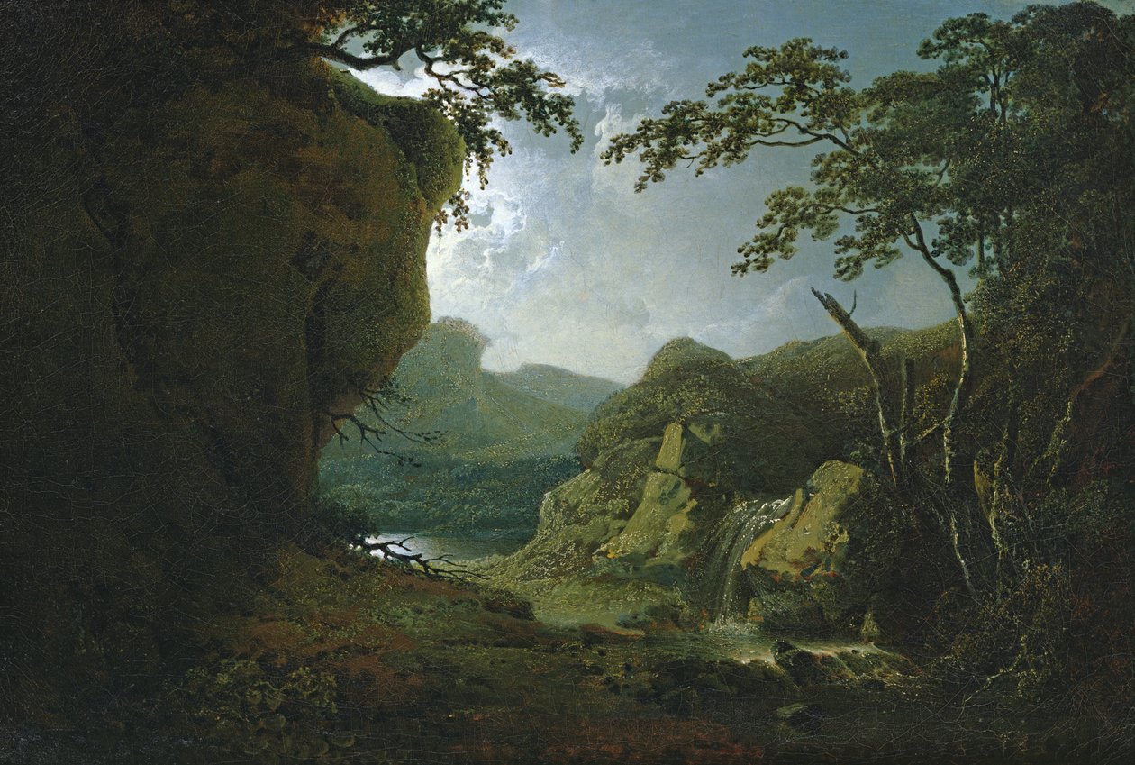 月光下的Dovedale 作者 德比的约瑟夫·赖特
