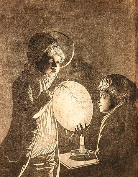 两个男孩在烛光下吹膀子，彼得-佩雷斯-伯德特（1735-93）绘制的水彩画（水彩）。 作者 德比的约瑟夫·约瑟夫（之后）