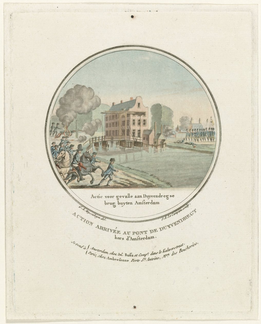 杜伊文德雷赫特桥的袭击，1787 年
Actie voor Gevalle aan Duyvendregse brug buyten Amsterdam / Action arrivée au pont de Duyvendregt hors d