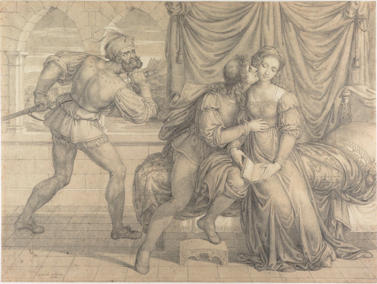 保罗（Paolo）和弗朗西斯卡（Francesca），让吉安乔托（Gianciotto Malatesta）感到惊讶，1809年。 作者 约瑟夫·安东·科赫