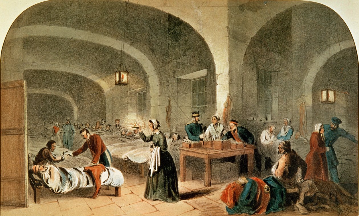 在Scutari医院的一个病房的剪影，c.1856 作者 约瑟夫·奥斯丁·本威尔