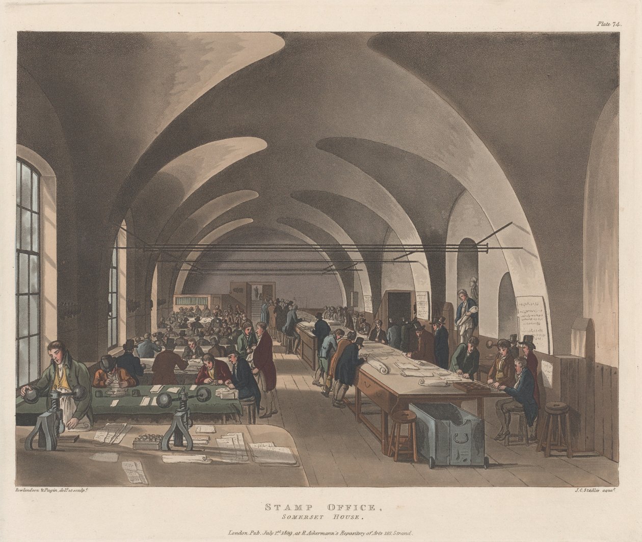 Stamp Office, Somerset House, July 1, 1809., July 1, 1809. 作者 约瑟夫·康斯坦丁·斯塔德勒
